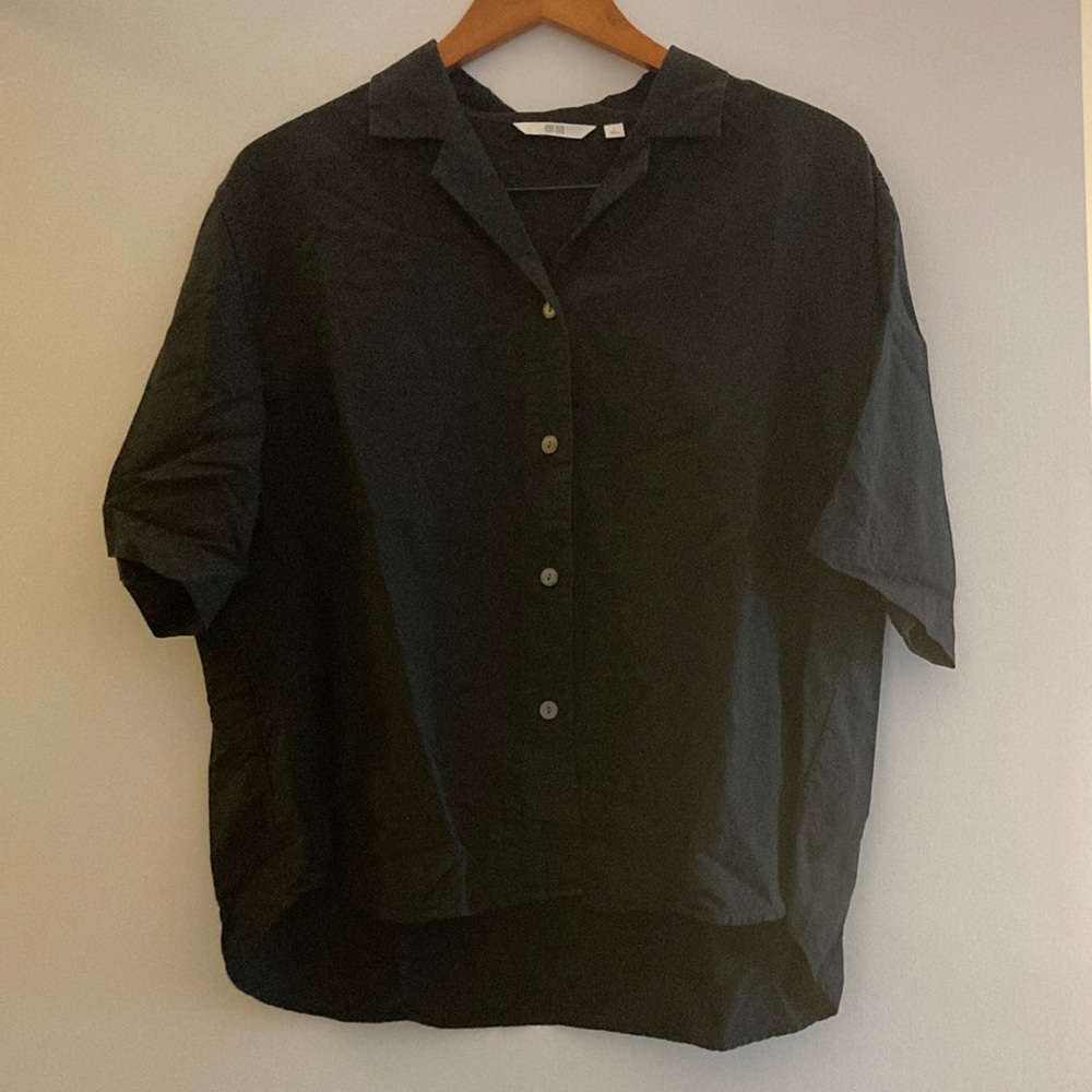 Short sleeve “linen” button down.